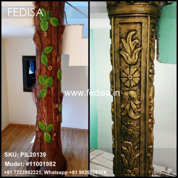 Stone On Pillars Pillar Color Design Front House Round Pillar Design