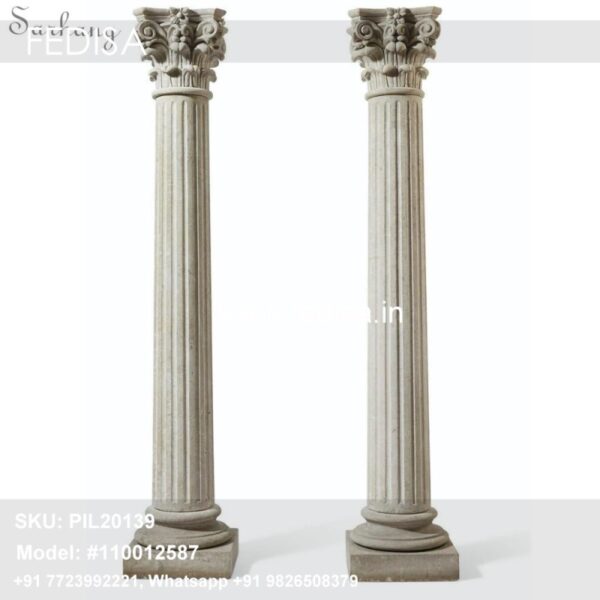 Interior Stone Columns Temple Pillar Painting Design Traditional Pillar Design