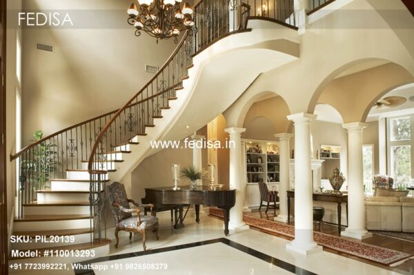 Caryatid Pillar House Pillar Colour Design False Pillar Design