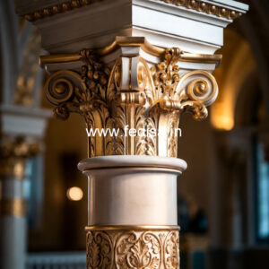 Carved Marble Pillar Design for Temple