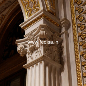 Marble Pillar Design with Gold Finish