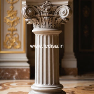 Marble Pillar Design with Floral Carving