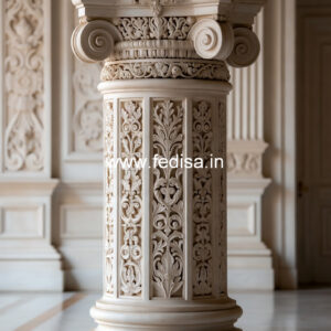 Marble Pillar Design with Royal Carving