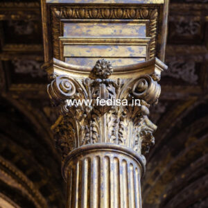 Marble Pillar Design with Gold Finish