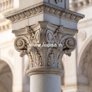 Marble Pillar Design with Floral Carving