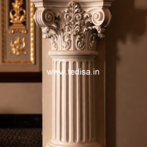Marble Pillar Design with Gold Finish