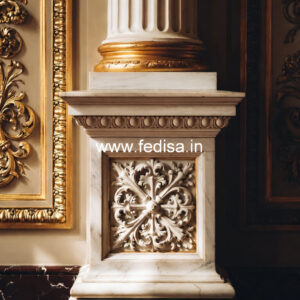 Marble Pillar Design with Floral Carving