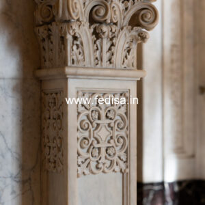 White Marble Pillar Design for House