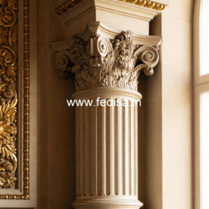 Marble Pillar Design with Floral Carving