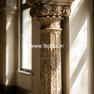 Marble Pillar Design with Detailed Carving
