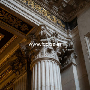 Marble Pillar Design with Gold Finish