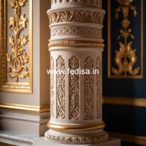 Marble Pillar Design with Detailed Carving