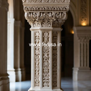 Marble Pillar Design with Carving Work