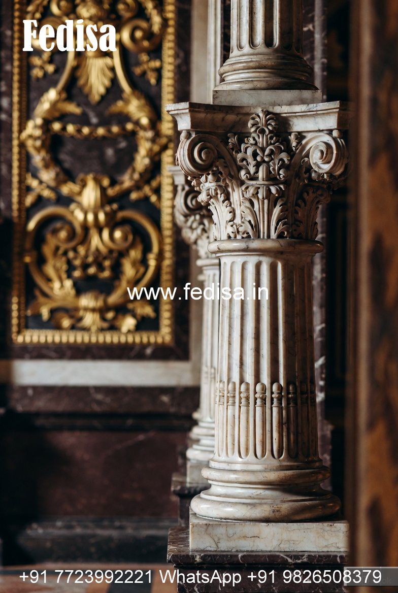 Marble Pillar Design for Hotel Entrance
