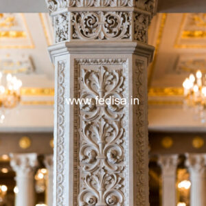 Carved Marble Pillar Design for Temple
