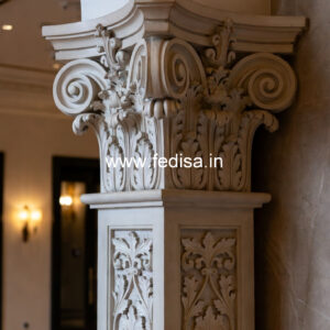 Marble Pillar Design with Detailed Carving