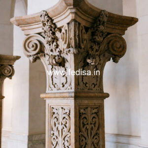 Marble Pillar Design with Gold Finish
