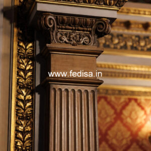 Wooden Pillar Design with Classic Finish