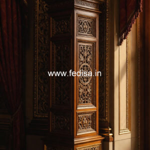 Wooden Pillar Design with Gloss Finish