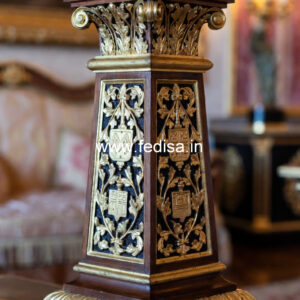 Wooden Pillar Design with Detailed Carving