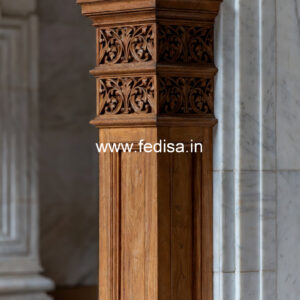 Wooden Pillar Design with Fine Detailing