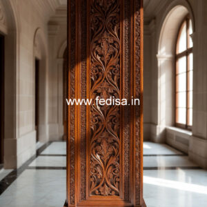 Wooden Pillar Design with Stylish Carving