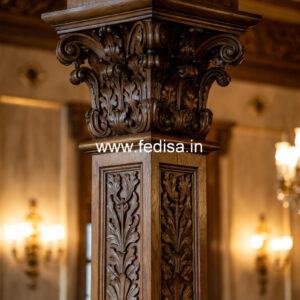 Wooden Pillar Design with Stylish Appeal