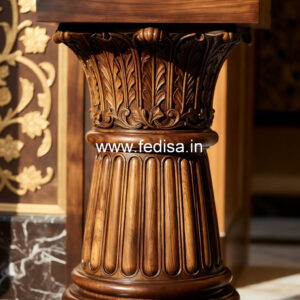Carved Wooden Pillar Design for Interiors