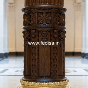 Solid Wood Pillar Design with Carving