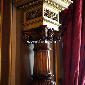 Wooden Pillar Design with Classic Finish