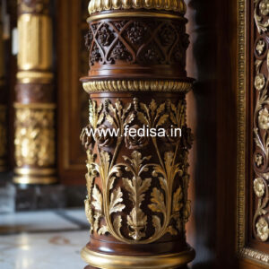 Wooden Pillar Design with Artistic Work