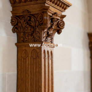Wooden Pillar Design with Hand Carving