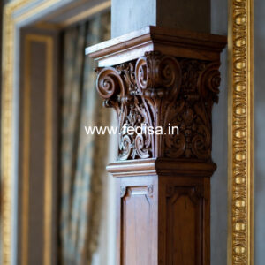 Wooden Pillar Design with Artistic Finish