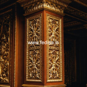 Wooden Pillar Design with Classic Carving