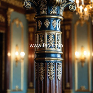 Wooden Pillar Design with Fine Detailing