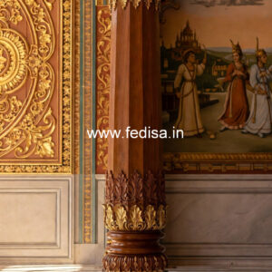 Wooden Pillar Design with Stylish Carving