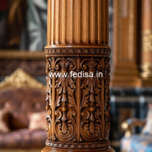 Wooden Pillar Design with Elegant Craft