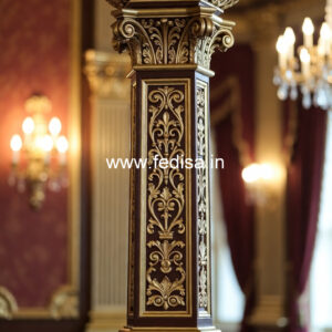 Wooden Pillar Design with Designer Finish