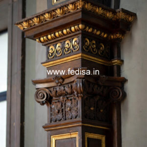 Decorative Wooden Pillar Design for Hall