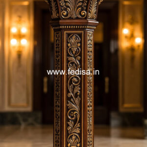 Wooden Pillar Design with Stylish Carving