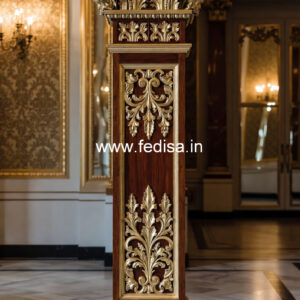 Wooden Pillar Design with Artistic Detailing