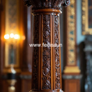 Solid Wood Pillar Design with Carving