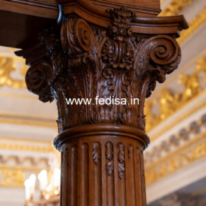 Wooden Pillar Design with Elegant Craft