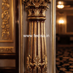 Wooden Pillar Design with Classic Finish