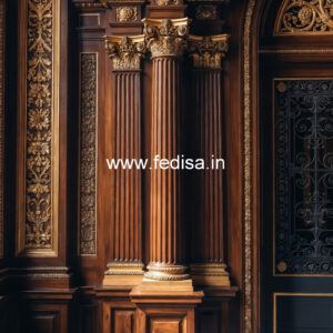 Wooden Pillar Design with Decorative Work