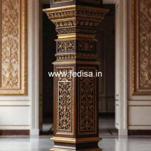 Wooden Pillar Design with Artistic Finish