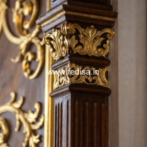 Wooden Pillar Design with Fine Detailing