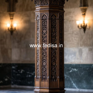 Wooden Pillar Design with Handcrafted Look