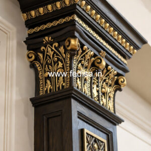 Wooden Pillar Design with Stylish Carving