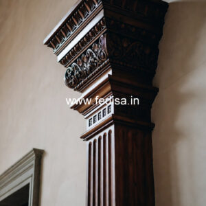 Wooden Pillar Design with Classic Finish